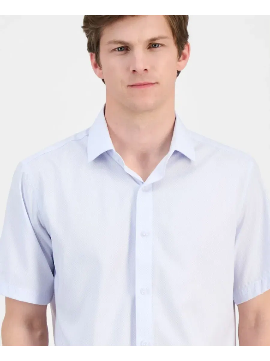 Мужская рубашка с коротким рукавом, Slim Fit, четырехсторонний стрейч Dylan Park — изображение 2 из 7, белый