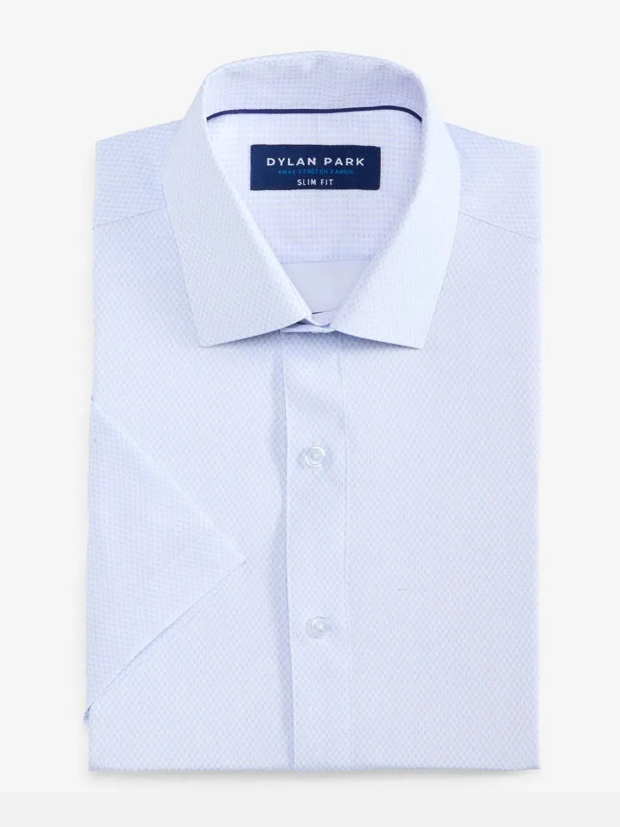 Мужская рубашка с коротким рукавом, Slim Fit, четырехсторонний стрейч Dylan Park — изображение 6 из 7, белый