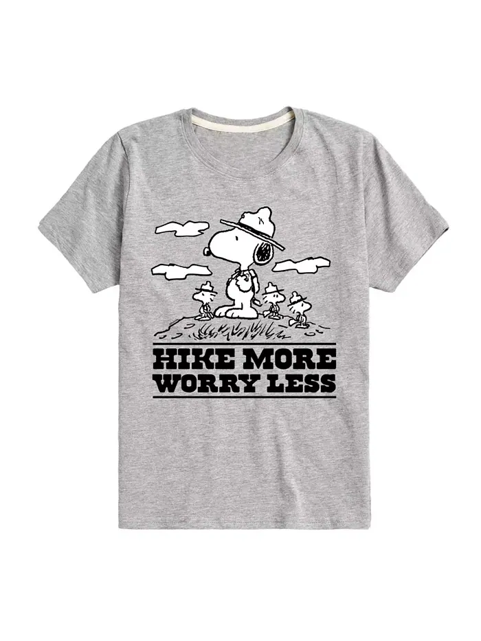 Футболка с принтом "Big Boys Snoopy Hike More Worry Less" Peanuts — серый