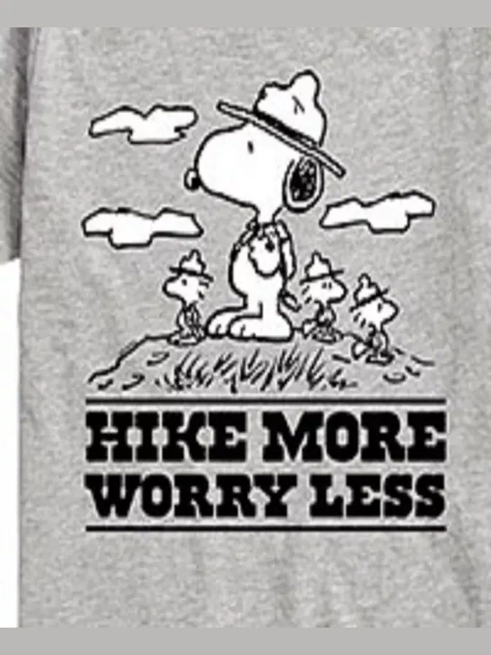 Футболка с принтом "Big Boys Snoopy Hike More Worry Less" Peanuts — изображение 3 из 3, серый