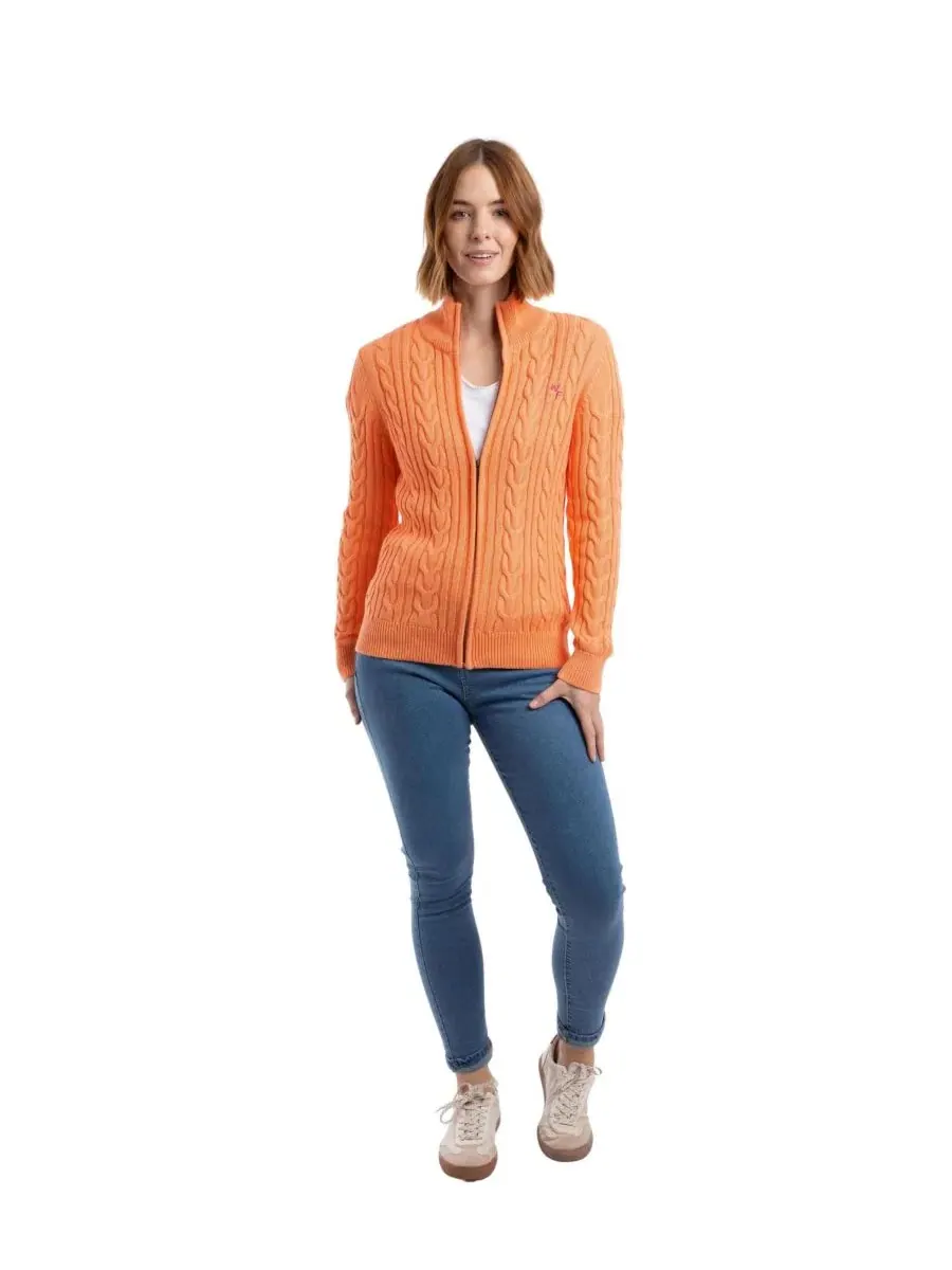 Кардиган с высоким воротником и застежкой-молнией из хлопка, модель Lunenne Cable-Knit Full-Zip — изображение 2 из 6