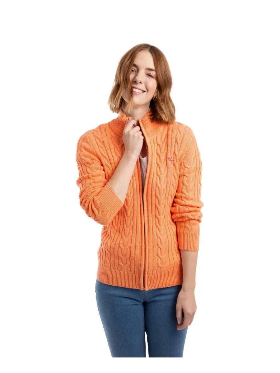 Кардиган с высоким воротником и застежкой-молнией из хлопка, модель Lunenne Cable-Knit Full-Zip — изображение 4 из 6