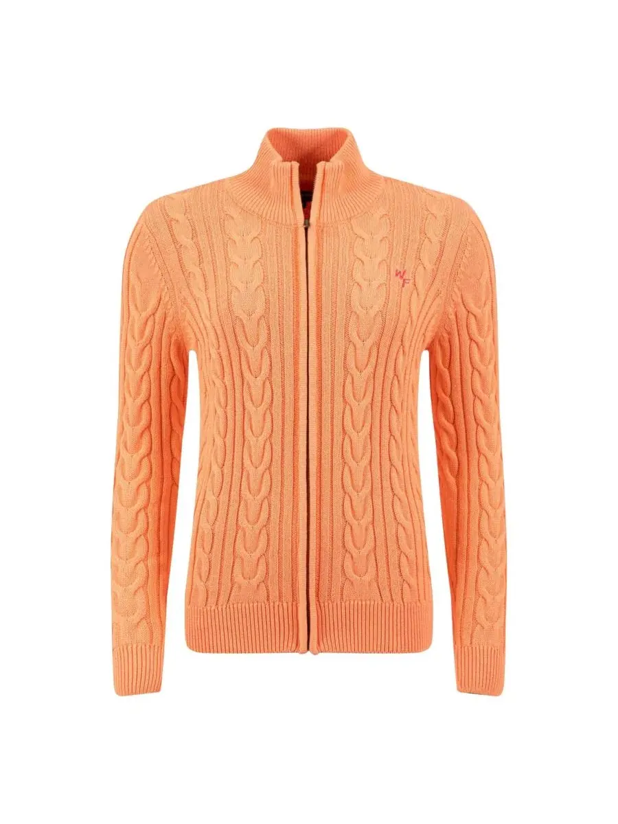 Кардиган с высоким воротником и застежкой-молнией из хлопка, модель Lunenne Cable-Knit Full-Zip — изображение 6 из 6