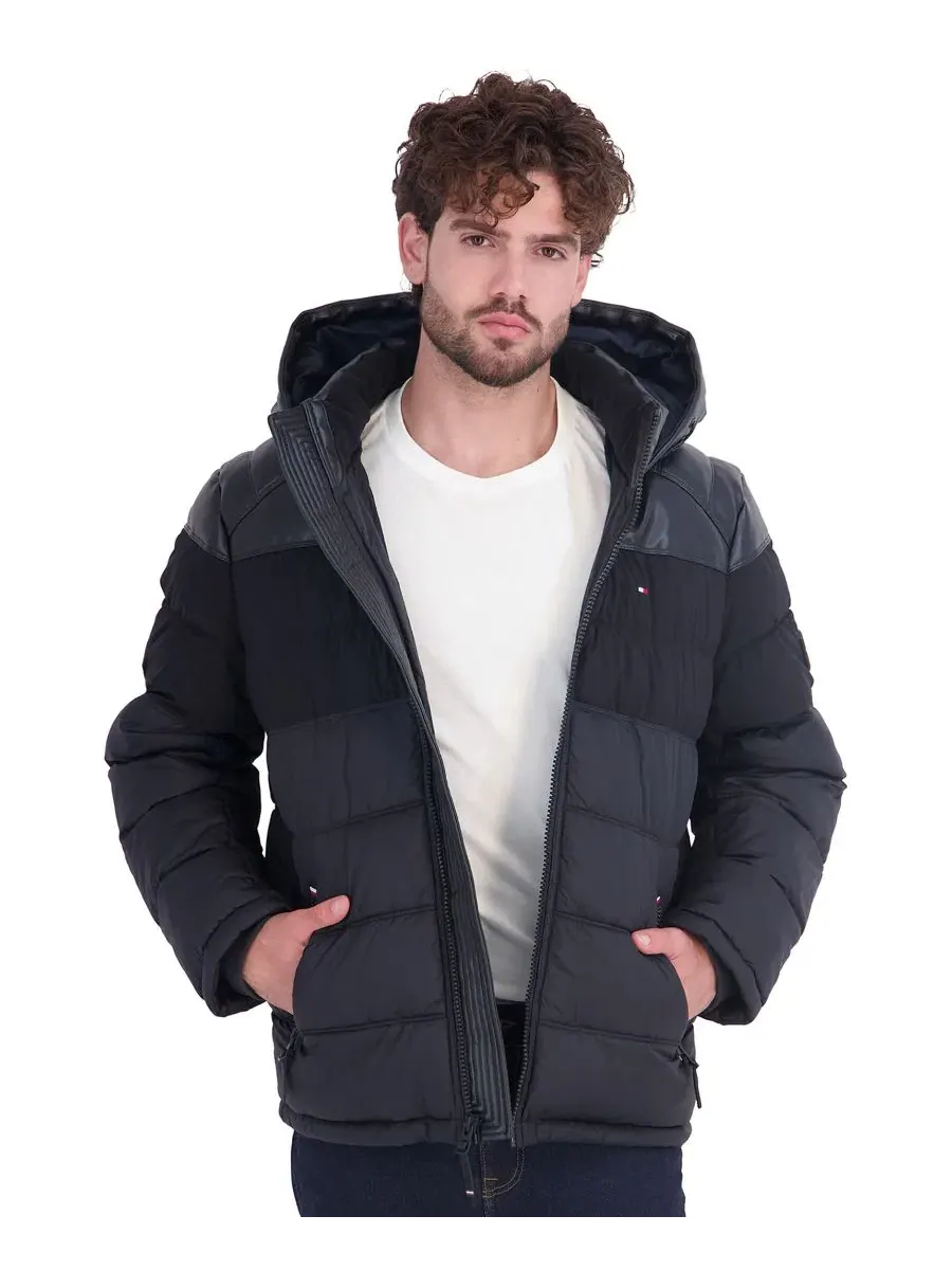 Стеганая куртка-пуховик с капюшоном Tommy Hilfiger — изображение 1 из 6, черный