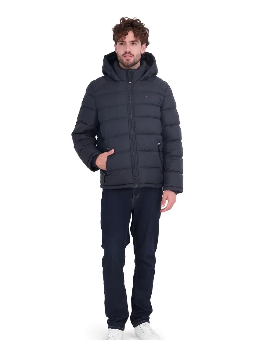 Мужская куртка-пуховик с капюшоном Tommy Hilfiger — изображение 2 из 6, черный