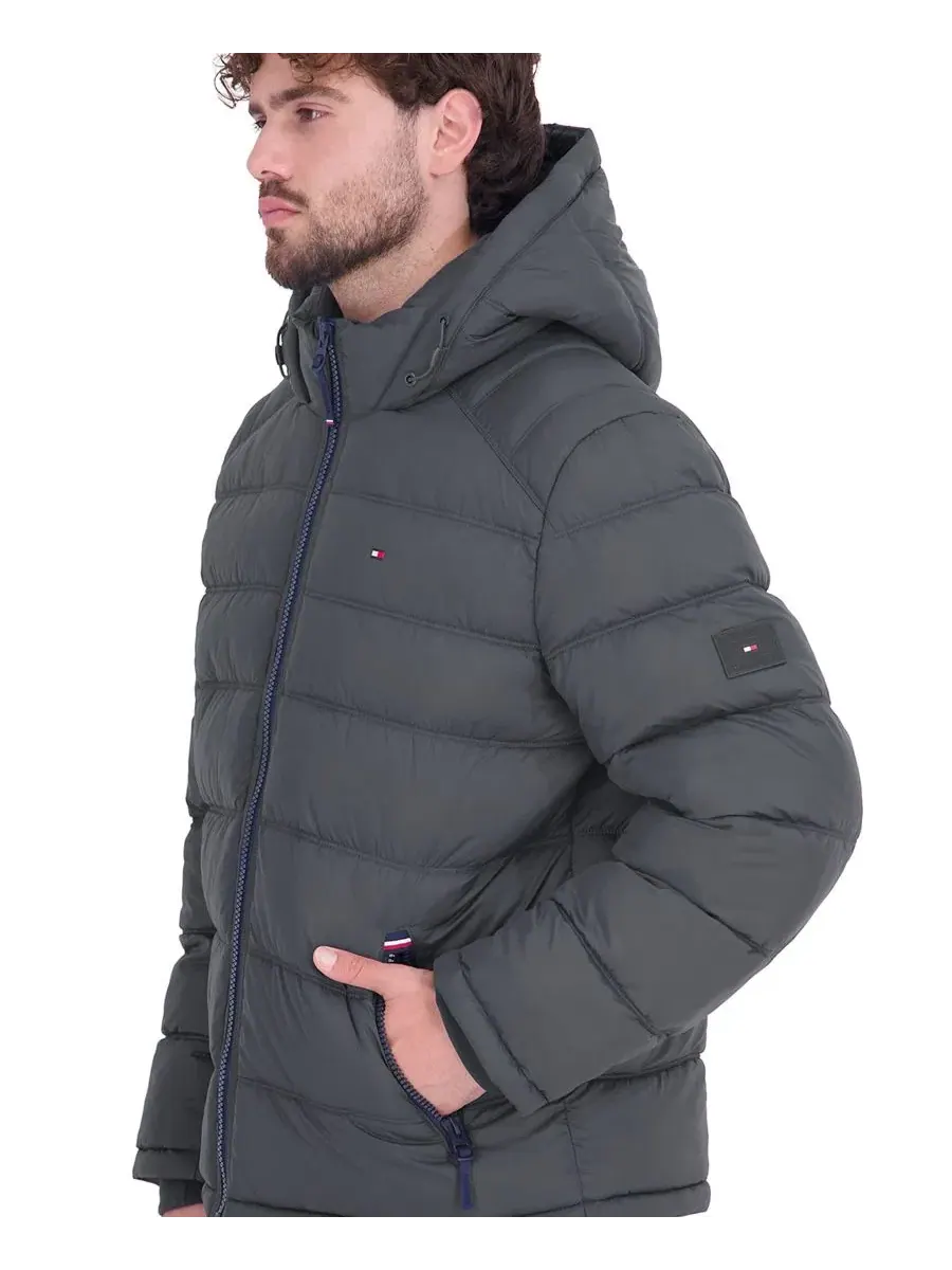 Мужская стеганая куртка-пуховик с капюшоном Tommy Hilfiger — изображение 3 из 6, темно-серый