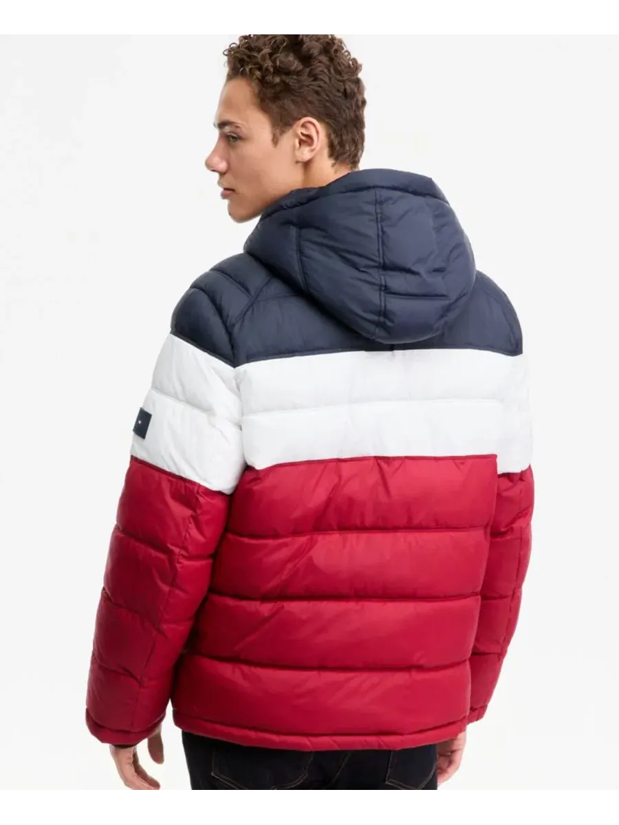 Мужская стеганая куртка-пуховик с капюшоном Tommy Hilfiger — изображение 3 из 6, красный/белый/синий