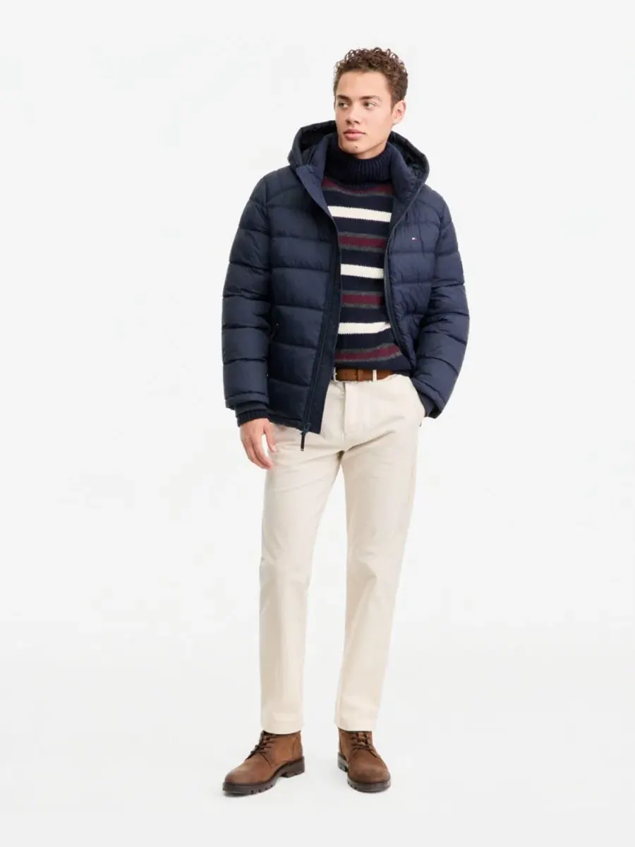 Мужская стеганая куртка-пуховик с капюшоном Tommy Hilfiger — изображение 2 из 8, темно-синий