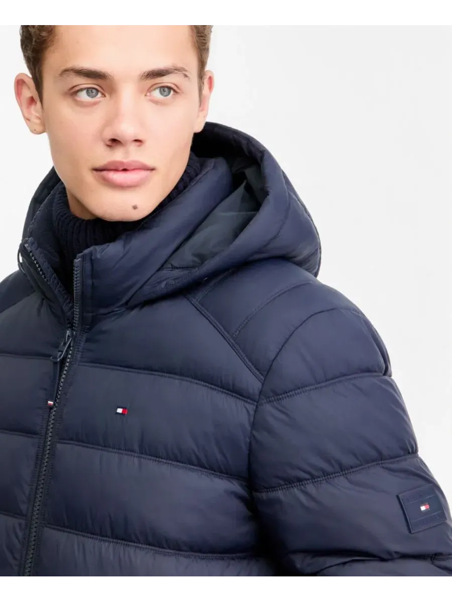 Мужская стеганая куртка-пуховик с капюшоном Tommy Hilfiger — изображение 3 из 8, темно-синий