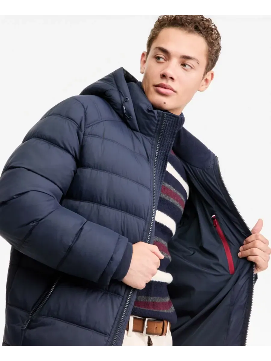 Мужская стеганая куртка-пуховик с капюшоном Tommy Hilfiger — изображение 4 из 8, темно-синий