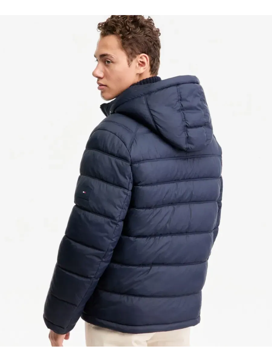 Мужская стеганая куртка-пуховик с капюшоном Tommy Hilfiger — изображение 5 из 8, темно-синий