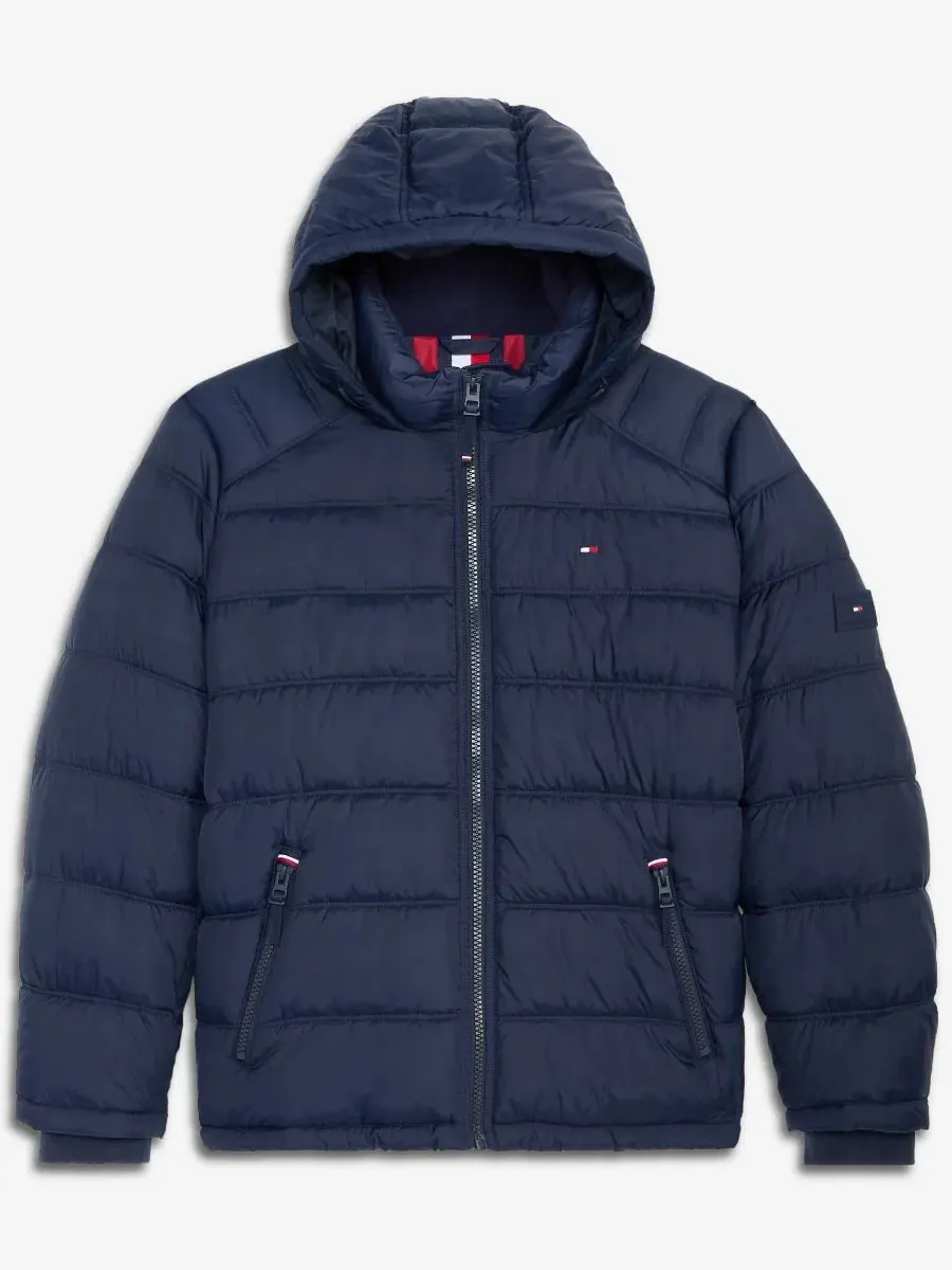 Мужская стеганая куртка-пуховик с капюшоном Tommy Hilfiger — изображение 6 из 8, темно-синий