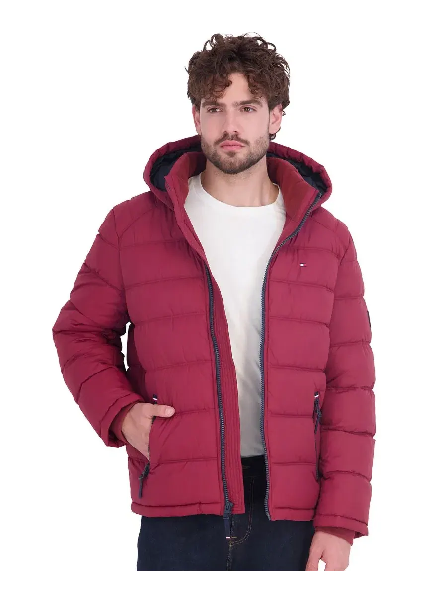 Мужская куртка-пуховик с капюшоном, стеганая Tommy Hilfiger — изображение 1 из 6, красный
