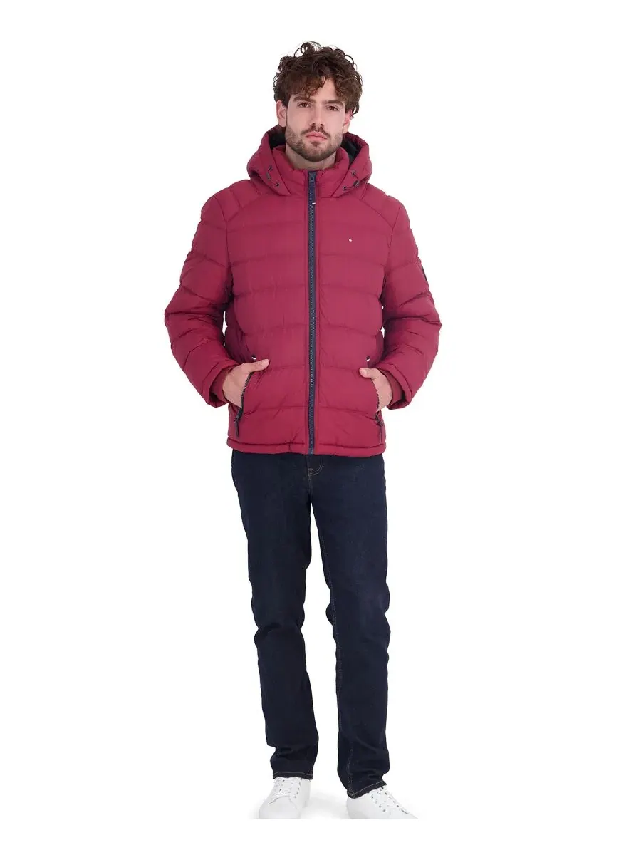 Мужская куртка-пуховик с капюшоном, стеганая Tommy Hilfiger — изображение 2 из 6, красный
