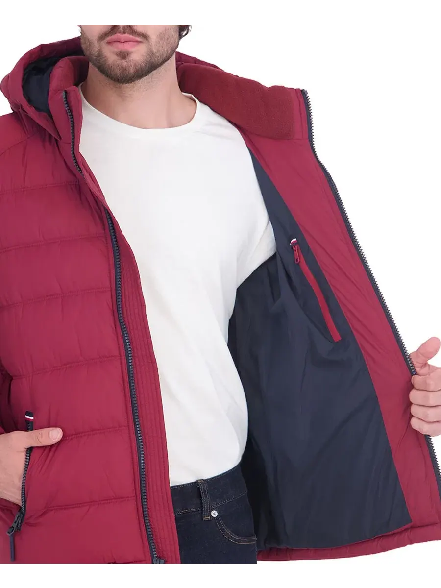 Мужская куртка-пуховик с капюшоном, стеганая Tommy Hilfiger — изображение 4 из 6, красный
