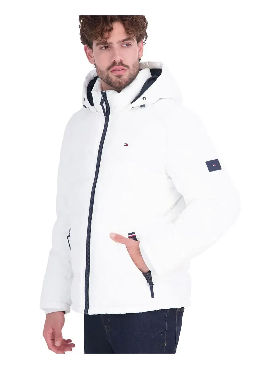 Мужская стеганая куртка-пуховик с капюшоном Tommy Hilfiger — изображение 3 из 6, белый