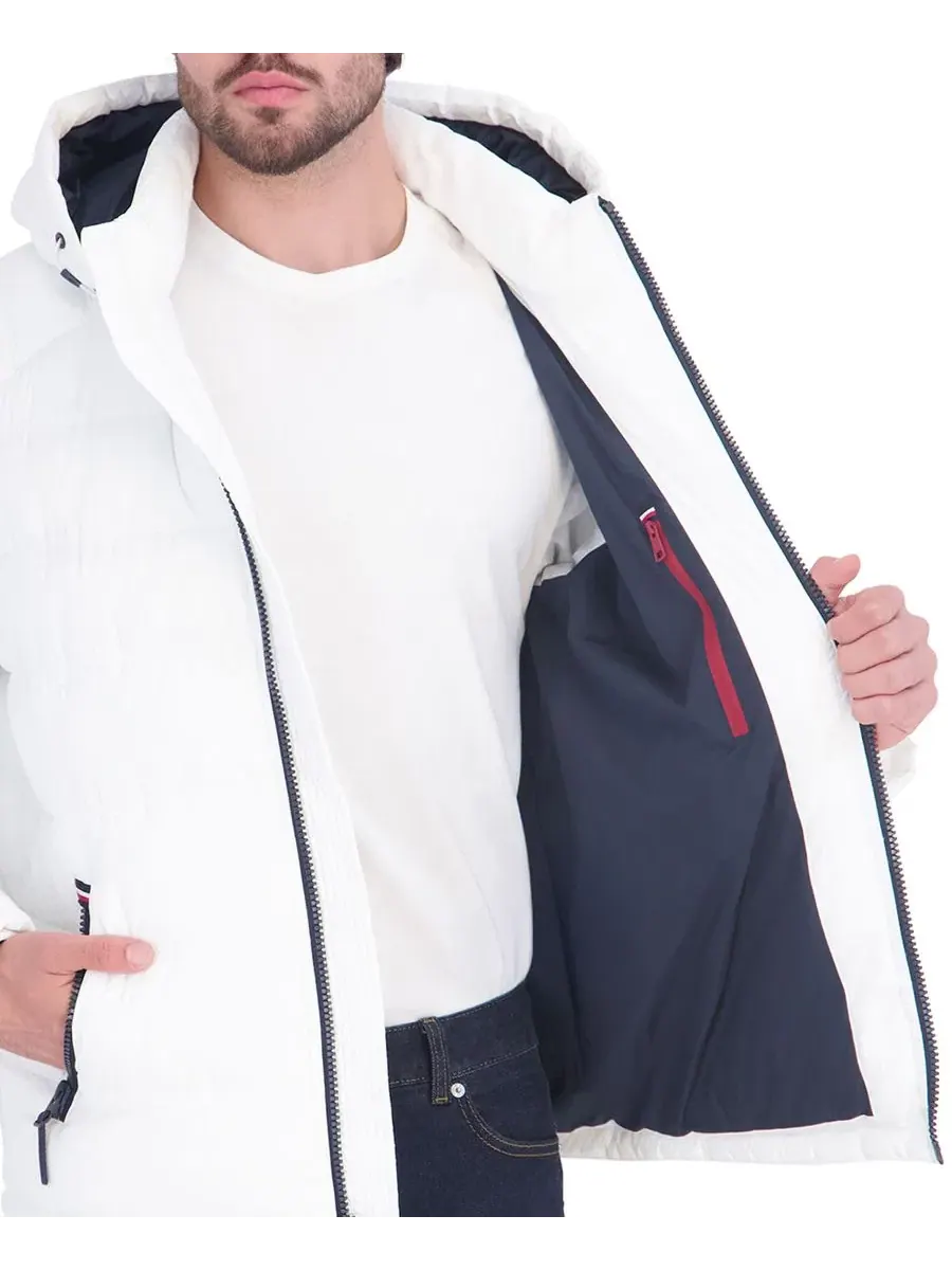 Мужская стеганая куртка-пуховик с капюшоном Tommy Hilfiger — изображение 4 из 6, белый