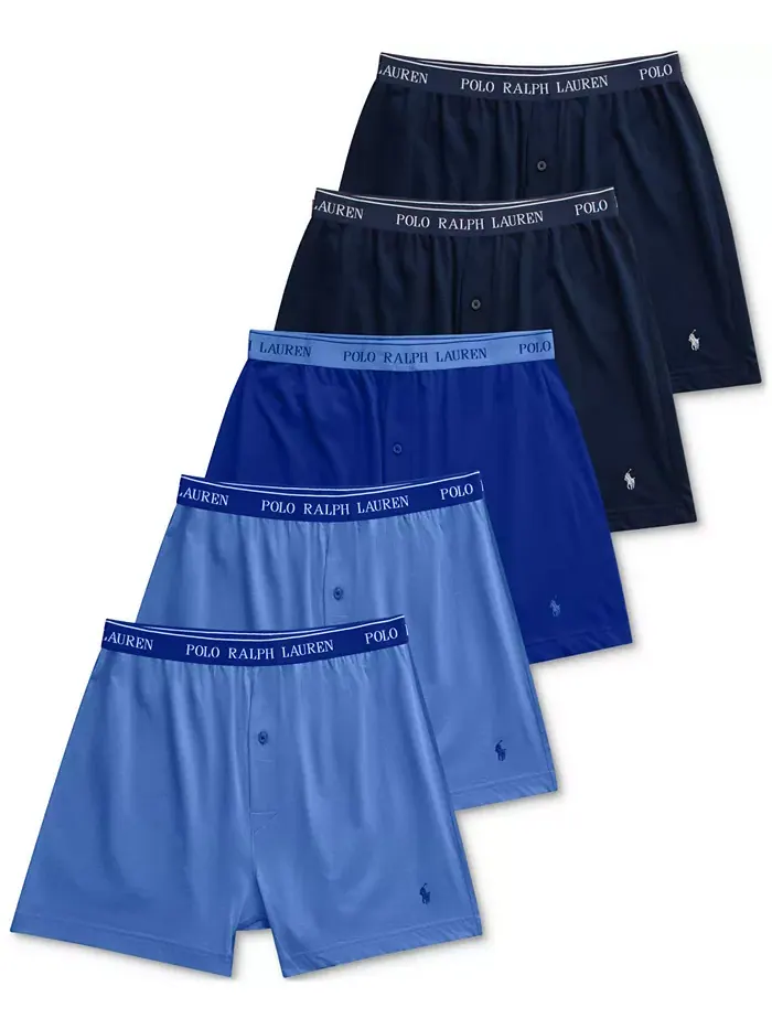 Мужские боксеры из хлопкового трикотажа классического кроя, 5 штук Polo Ralph Lauren