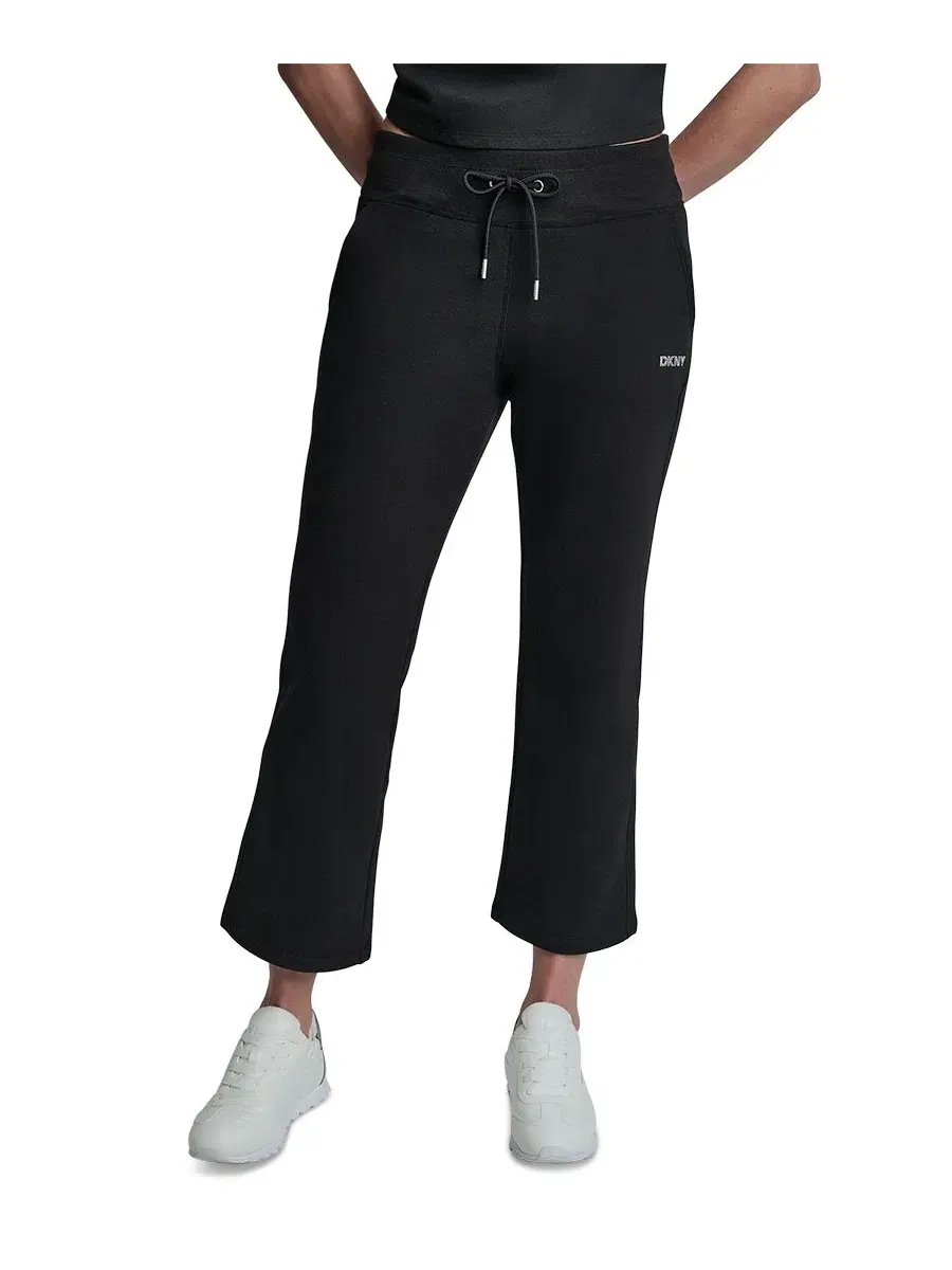 Брюки-клеш с блестящей фактурой и логотипом DKNY Sport — изображение 1 из 5, черный