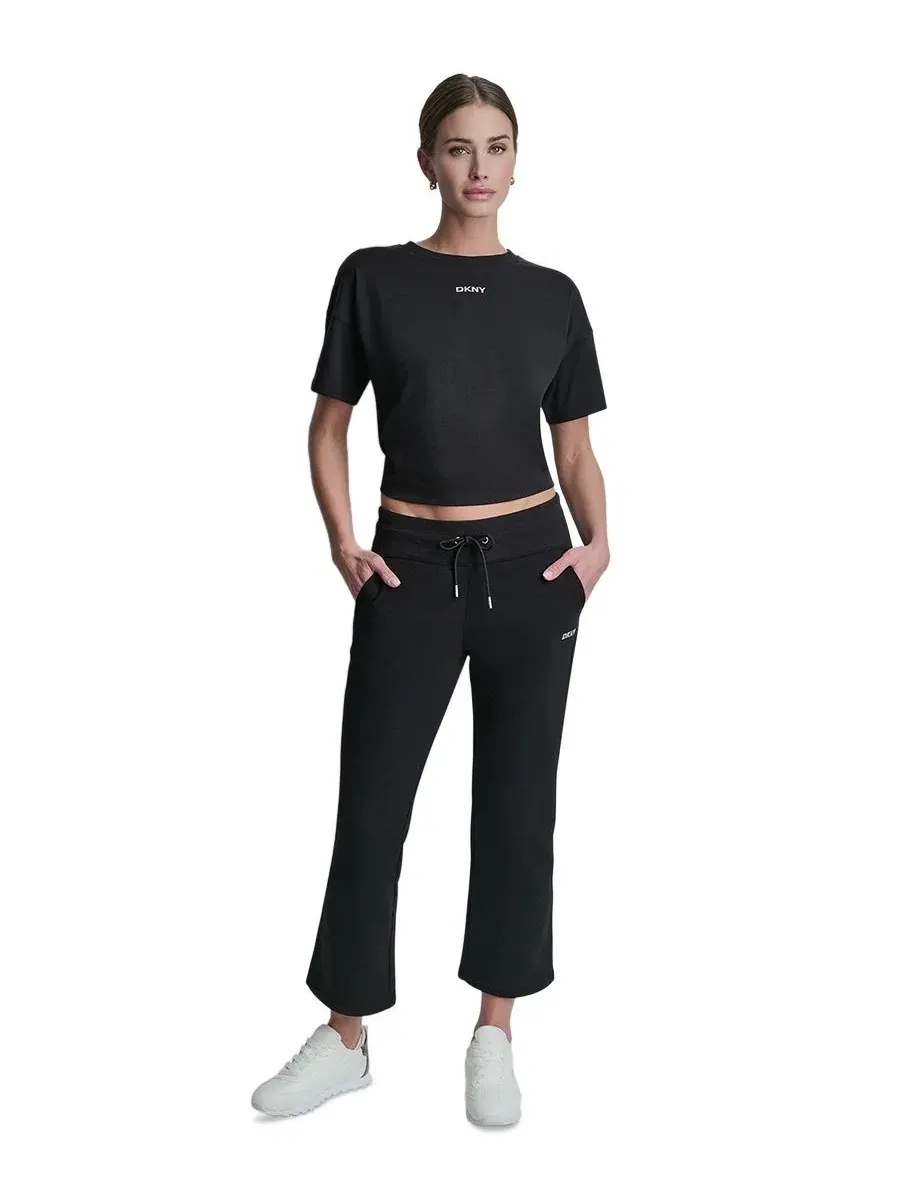 Брюки-клеш с блестящей фактурой и логотипом DKNY Sport — изображение 2 из 5, черный