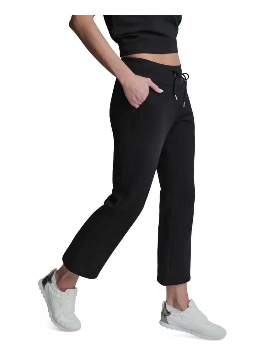 Брюки-клеш с блестящей фактурой и логотипом DKNY Sport — изображение 3 из 5, черный