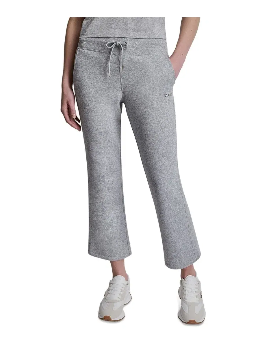 Женские брюки-клеш с блестящим принтом Bubble Mid-Rise Crop Flare DKNY Sport — изображение 1 из 5, серый