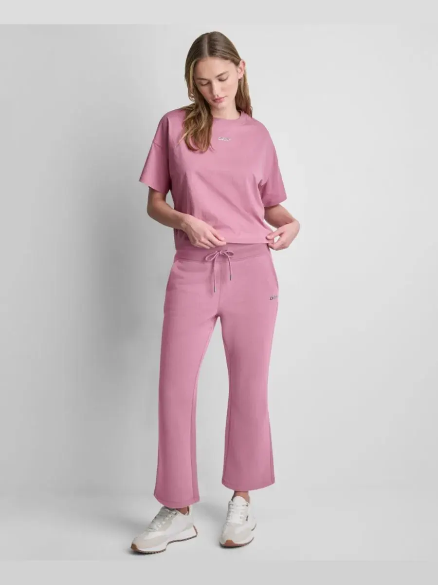 Брюки-клеш с блестящей текстурой и логотипом DKNY Sport — изображение 2 из 5, розовый