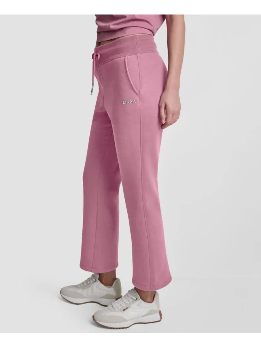 Брюки-клеш с блестящей текстурой и логотипом DKNY Sport — изображение 3 из 5, розовый