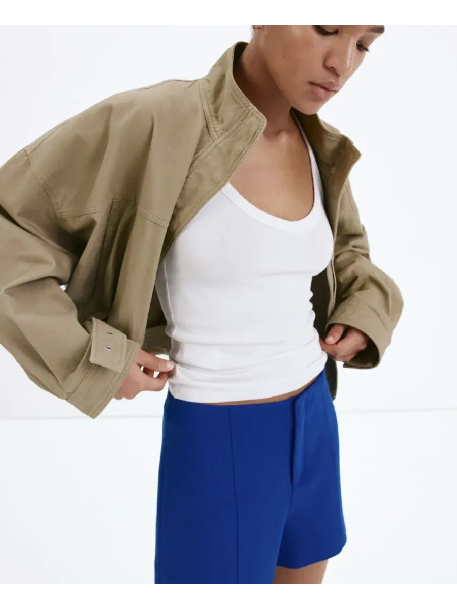 Женские шорты с высокой посадкой Fitted Solid MANGO — изображение 6 из 6, синий