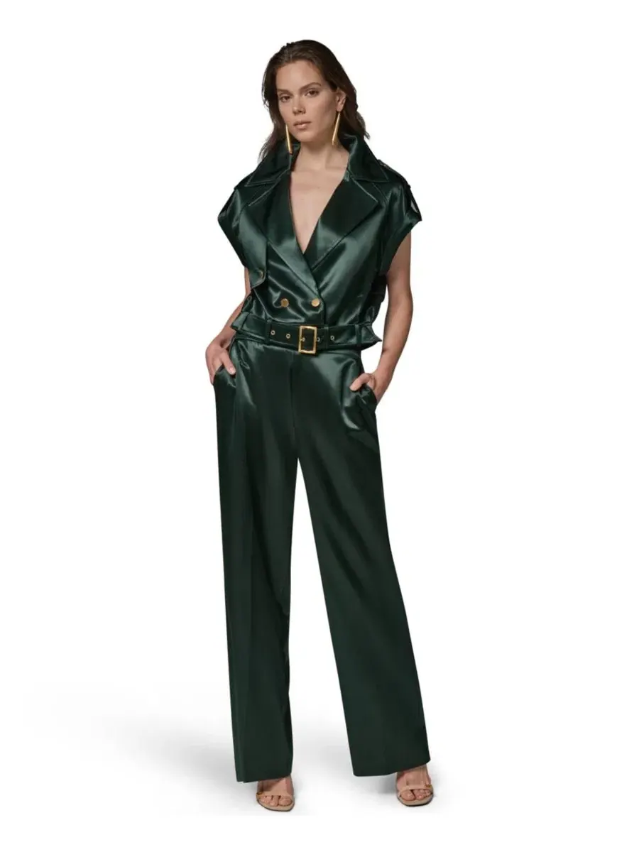 Жилет с поясом Luxe Drape Satin Donna Karan New York — изображение 2 из 14, черный