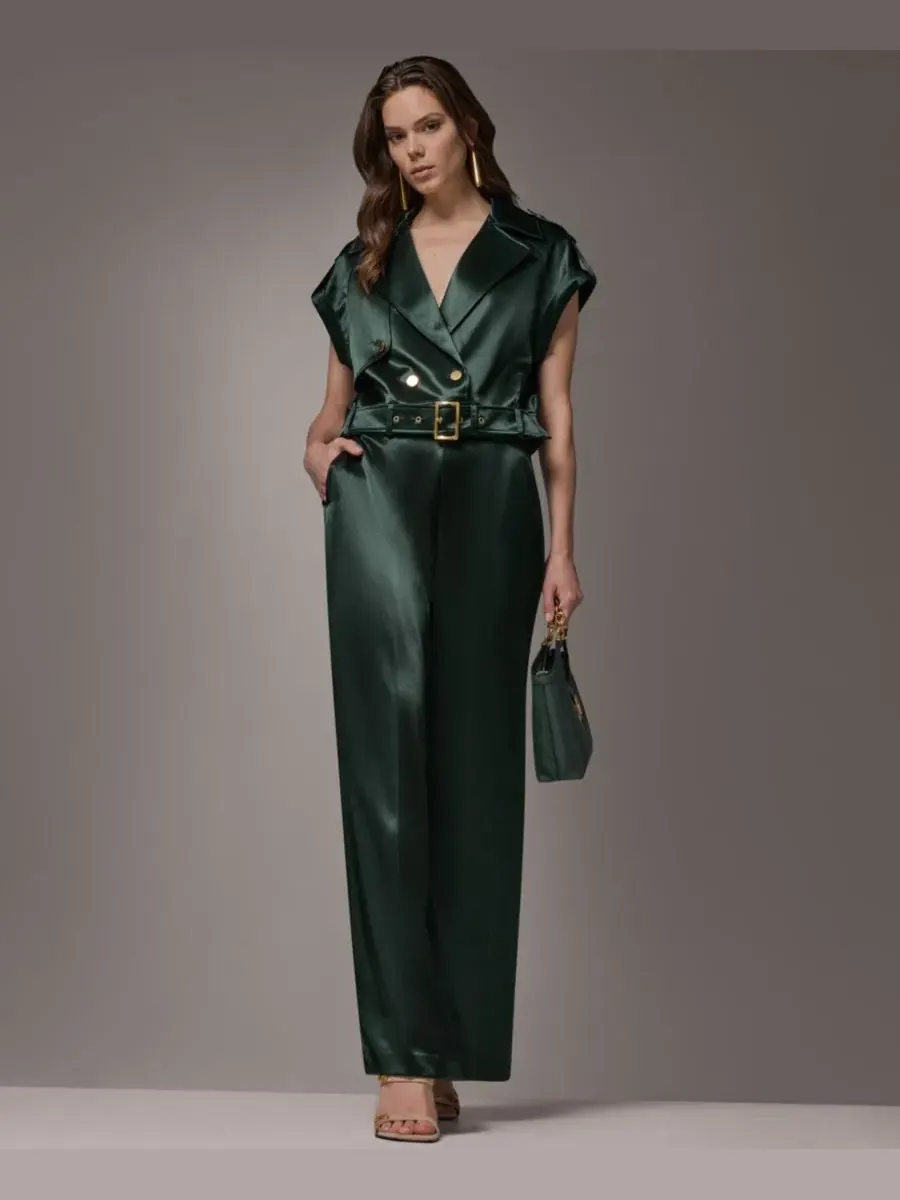 Жилет с поясом Luxe Drape Satin Donna Karan New York — изображение 11 из 14, черный