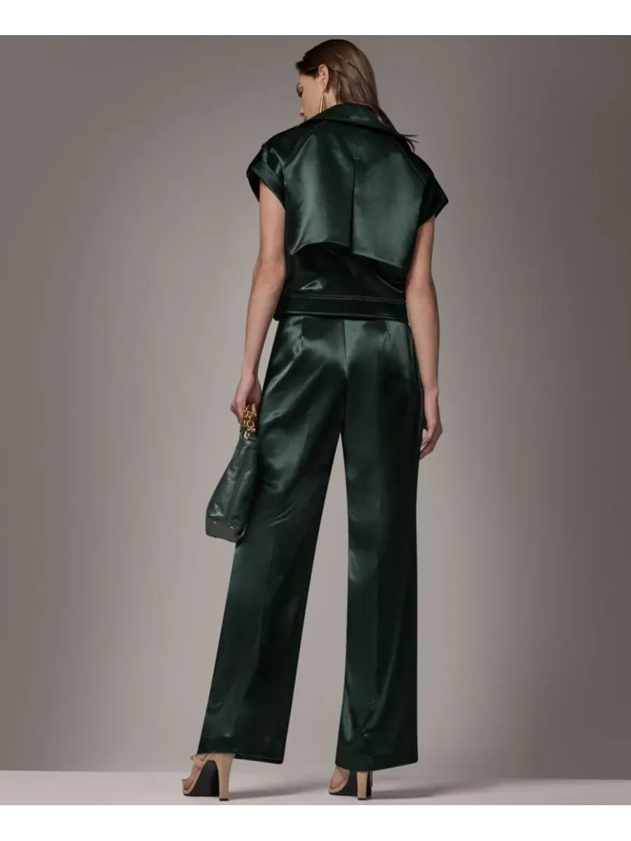 Жилет с поясом Luxe Drape Satin Donna Karan New York — изображение 14 из 14, черный