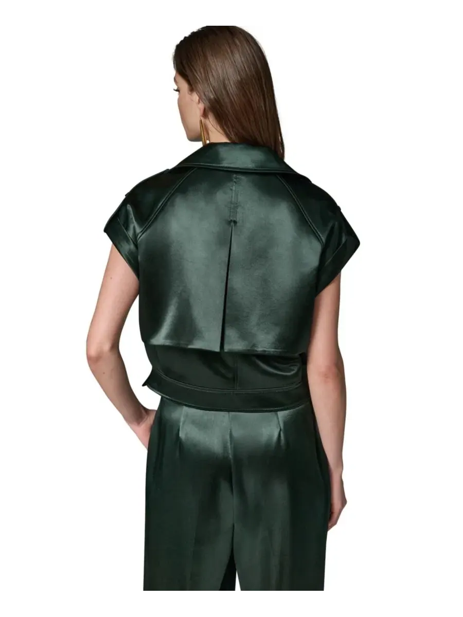 Жилет с поясом Luxe Drape Satin Donna Karan New York — изображение 4 из 14, черный