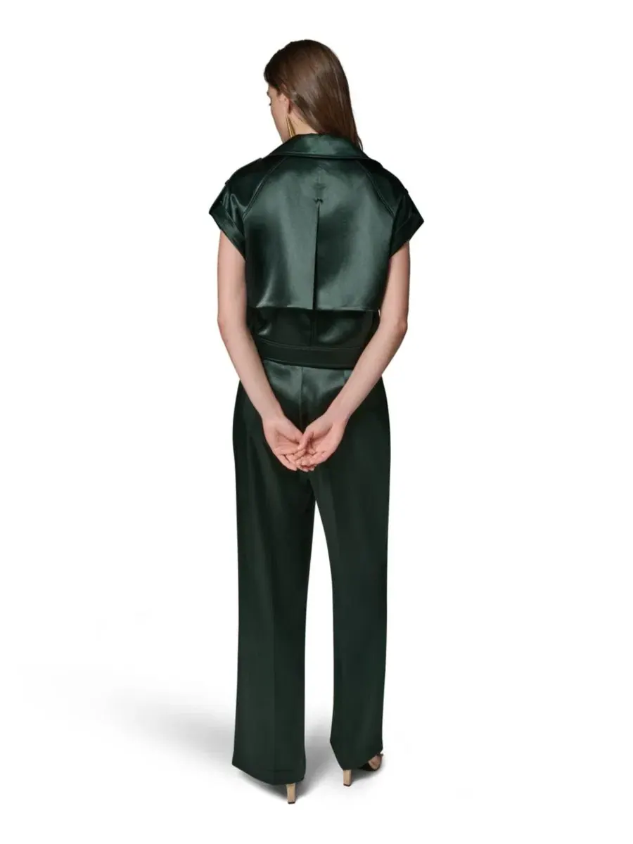 Жилет с поясом Luxe Drape Satin Donna Karan New York — изображение 5 из 14, черный