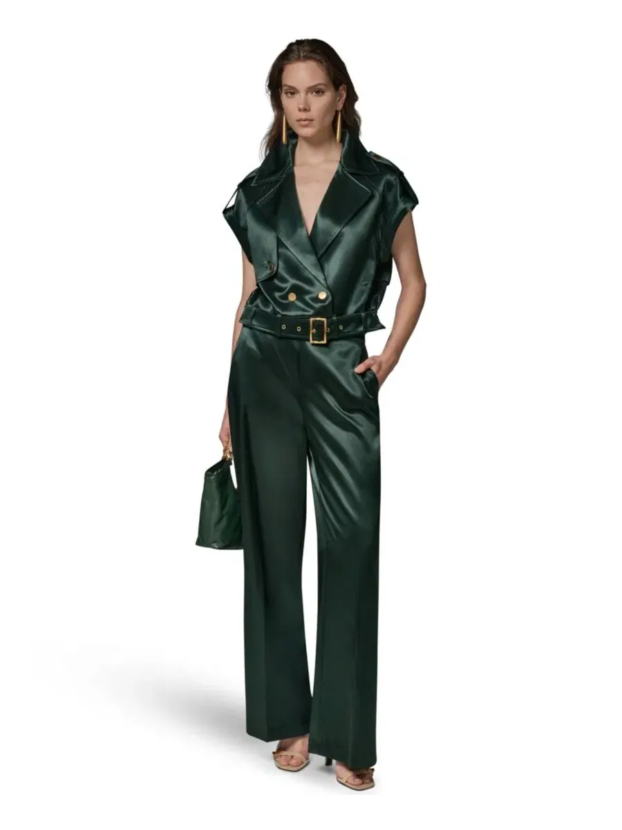 Жилет с поясом Luxe Drape Satin Donna Karan New York — изображение 7 из 14, черный