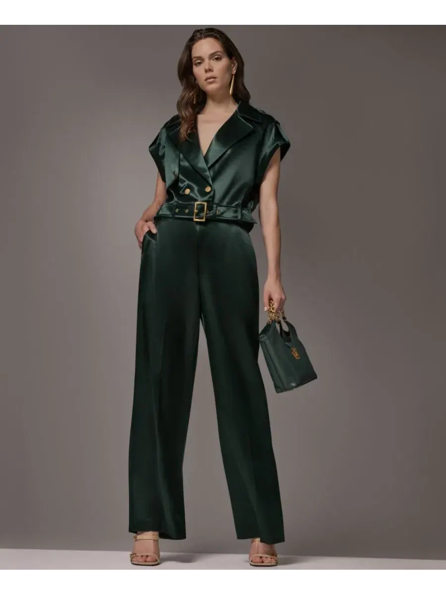 Жилет с поясом Luxe Drape Satin Donna Karan New York — изображение 10 из 14, черный