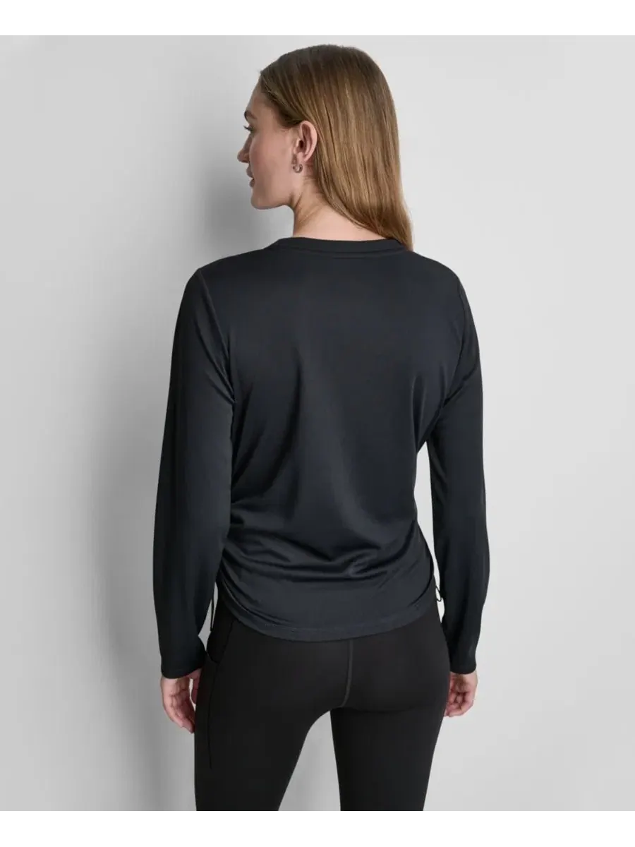 Топ для активного отдыха с длинным рукавом, с боковыми сборками DKNY Sport — изображение 5 из 5, черный