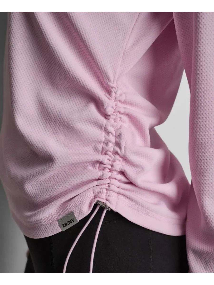 Футболка-лонгслив с боковой сборкой DKNY Sport — изображение 3 из 4, розовый