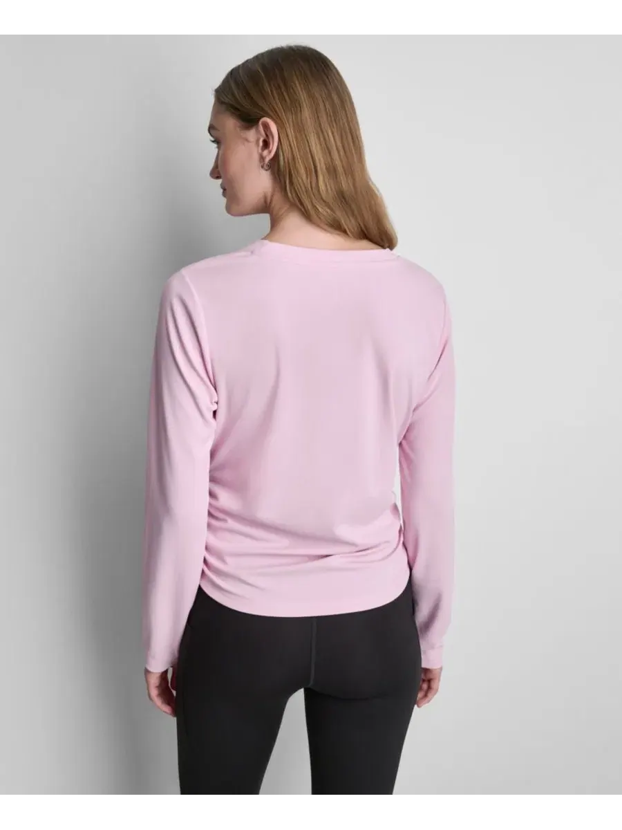 Футболка-лонгслив с боковой сборкой DKNY Sport — изображение 4 из 4, розовый