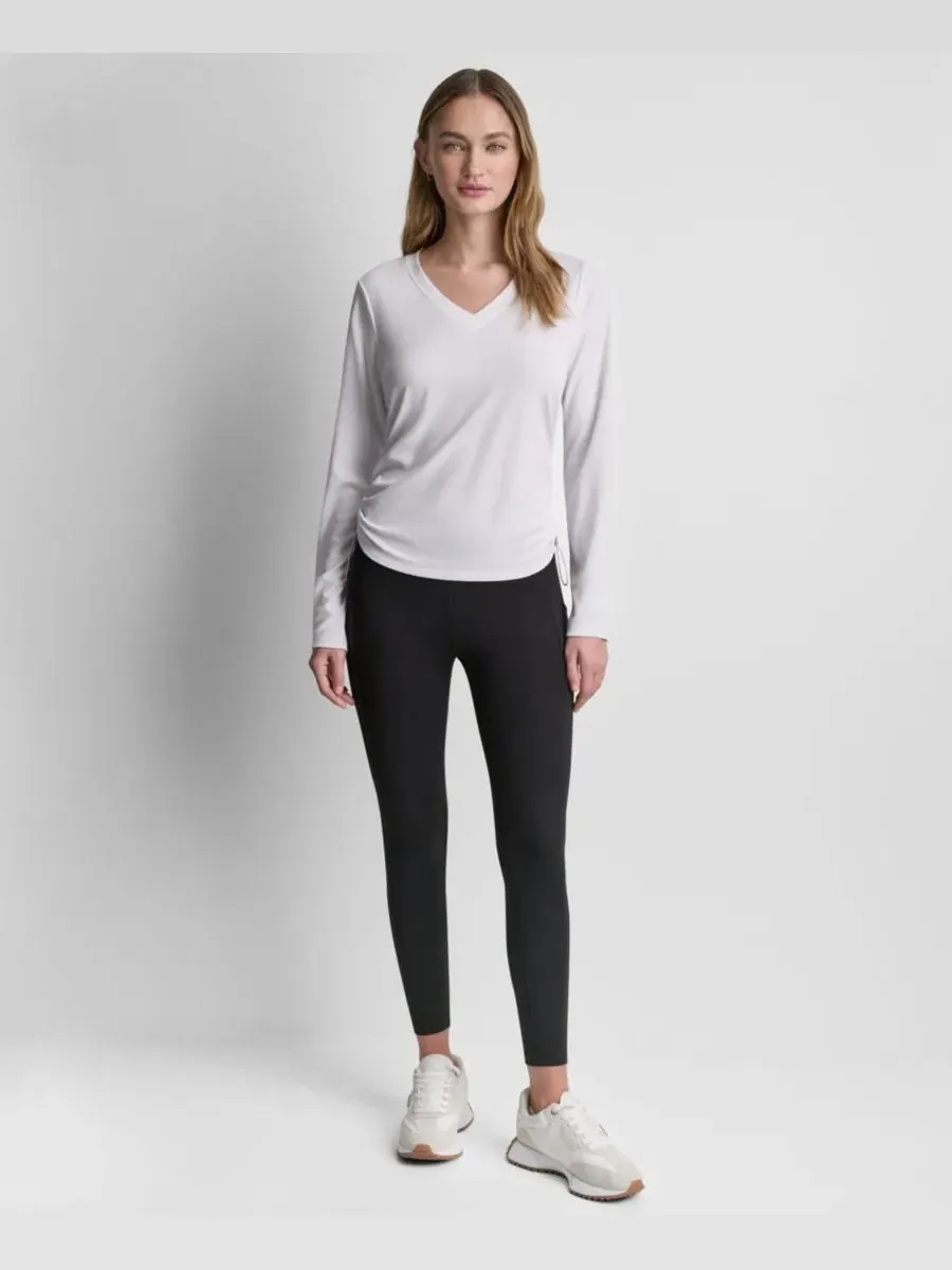 Женская футболка-лонгслив с боковой драпировкой DKNY Sport — изображение 2 из 5, белый