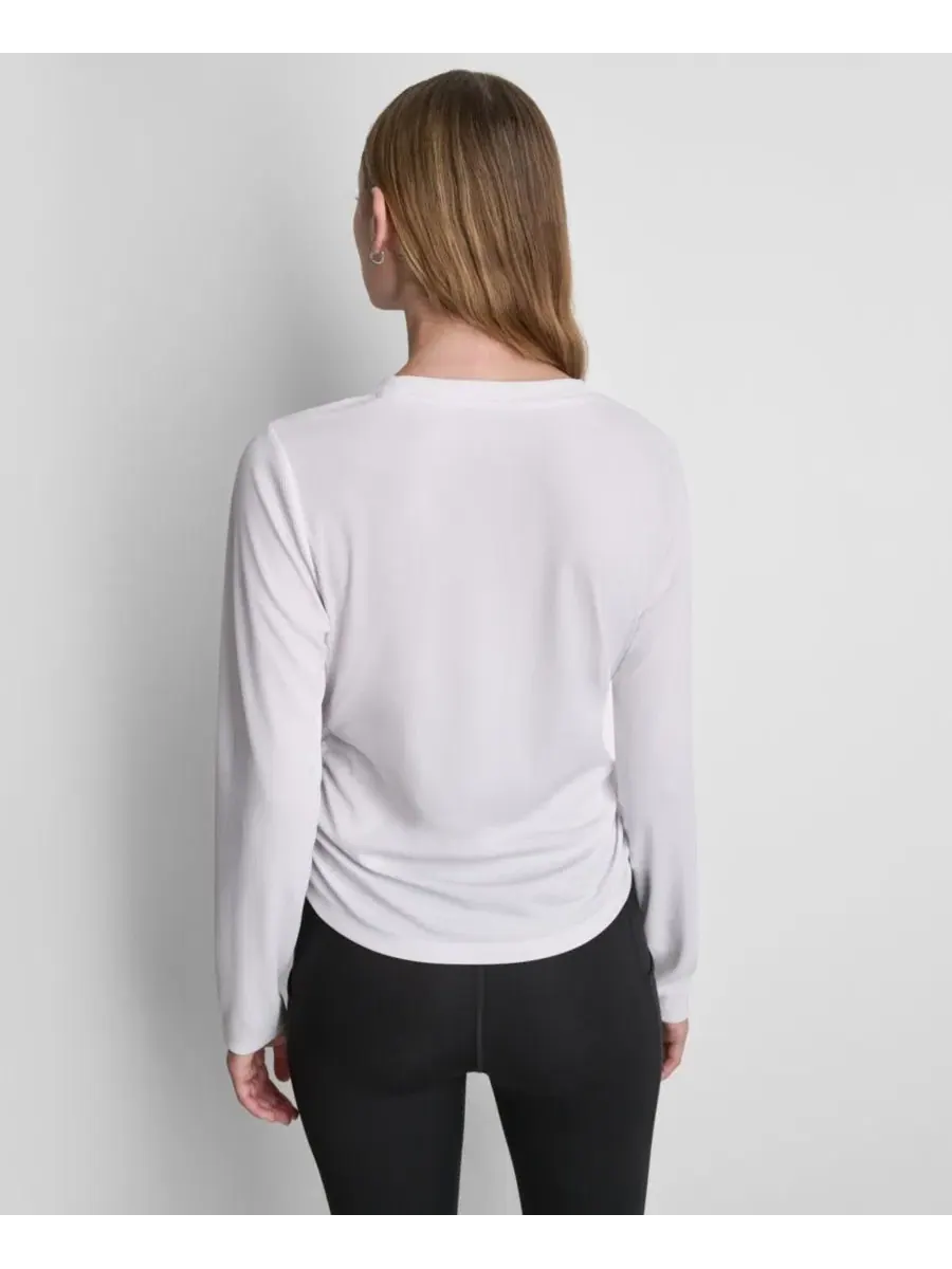 Женская футболка-лонгслив с боковой драпировкой DKNY Sport — изображение 5 из 5, белый