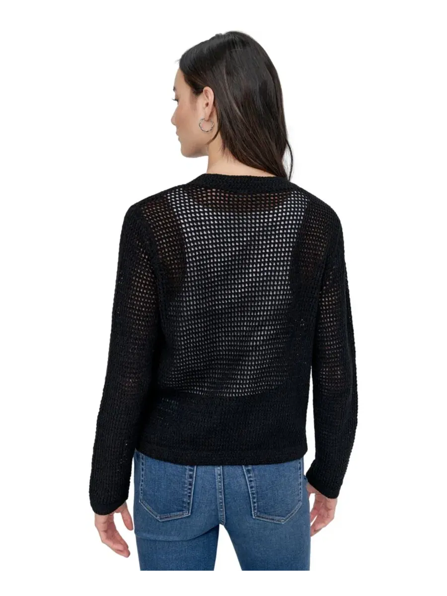 Женский кардиган из кашемира с открытой вязкой, с длинным рукавом DKNY Jeans — изображение 5 из 7, черный