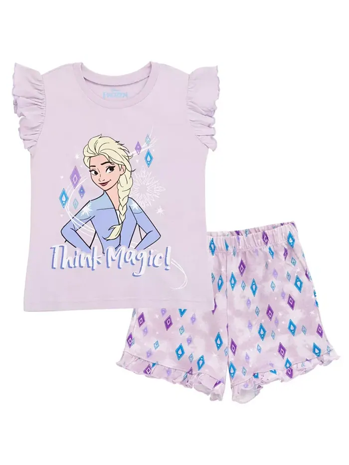 Футболка и шорты из френч-терри Disney Princess Moana Belle Minnie Mouse Nightmare Before Christmas — фиолетовый