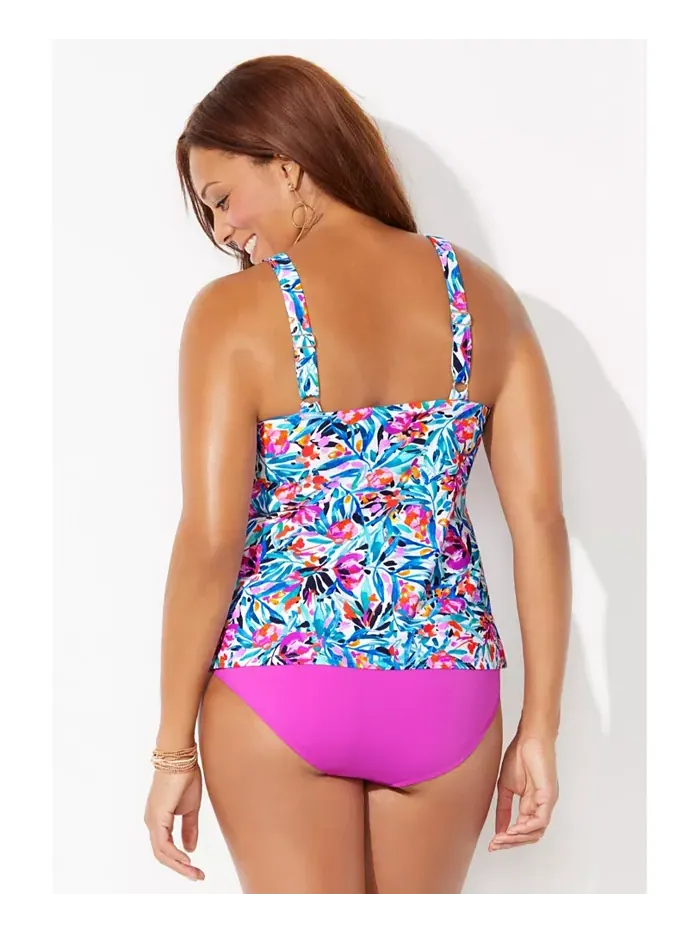 Женский топ-танкини с расклешенным низом Swimsuits for All — изображение 2 из 2, белый мульти