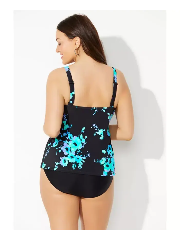 Женский топ-танкини с расклешенным низом Swimsuits for All — изображение 2 из 2, синий