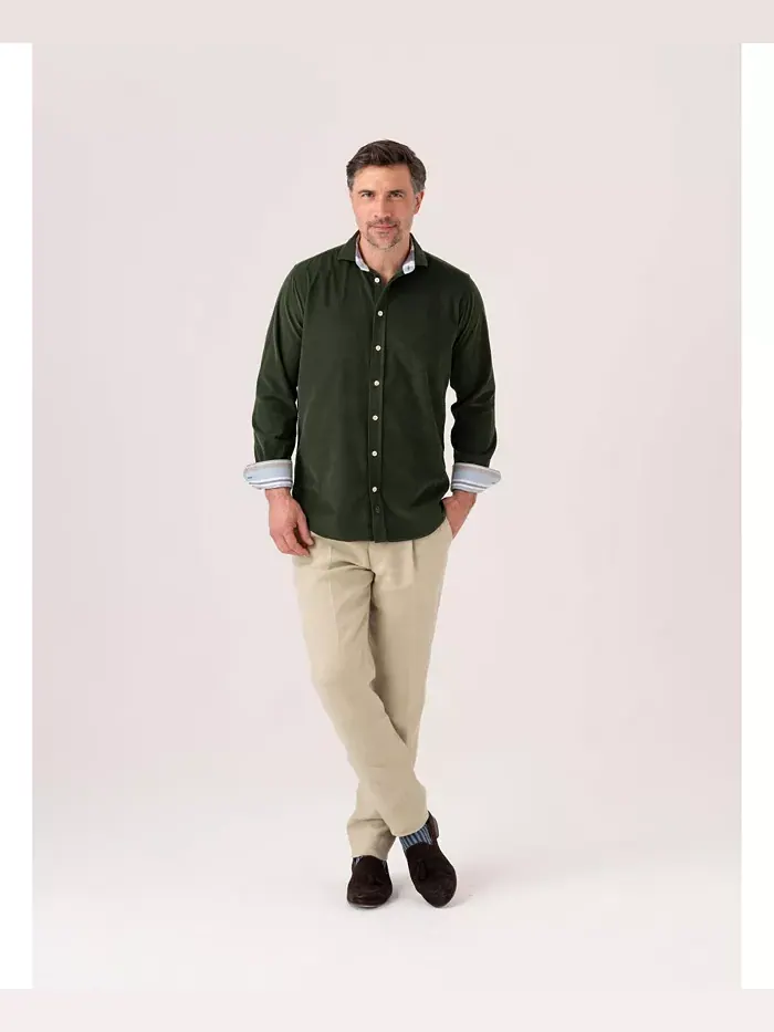 Мужская рубашка с длинным рукавом из вельвета Koy Clothing — изображение 4 из 8, зеленый