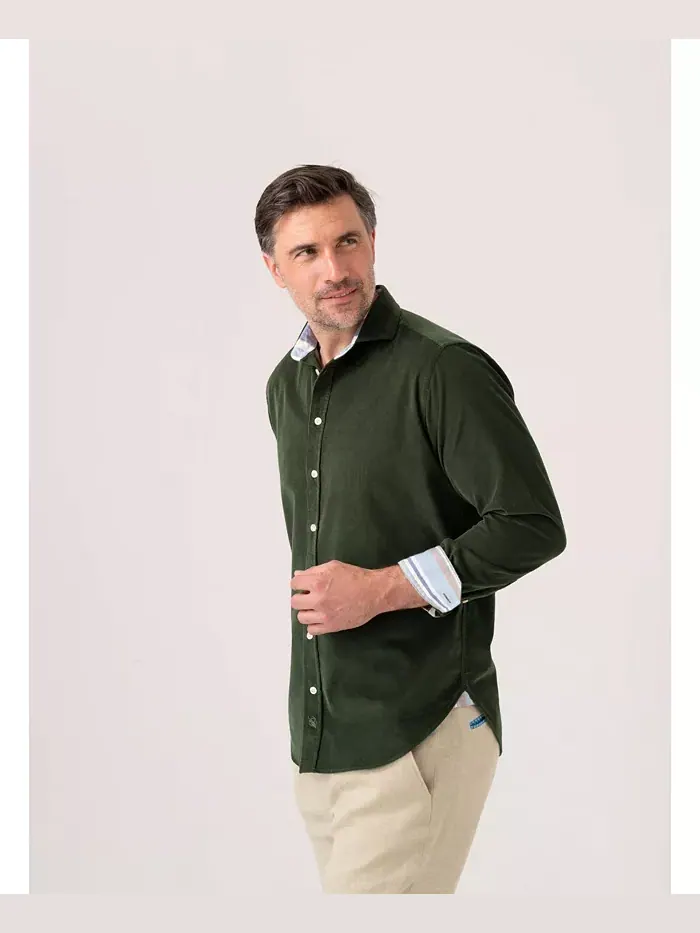 Мужская рубашка с длинным рукавом из вельвета Koy Clothing — изображение 7 из 8, зеленый