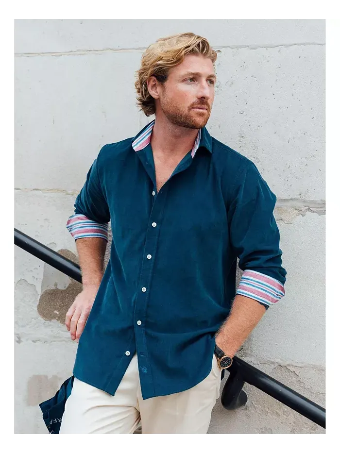 Мужская рубашка Regular Fit из вельвета Koy Clothing — изображение 2 из 8, синий