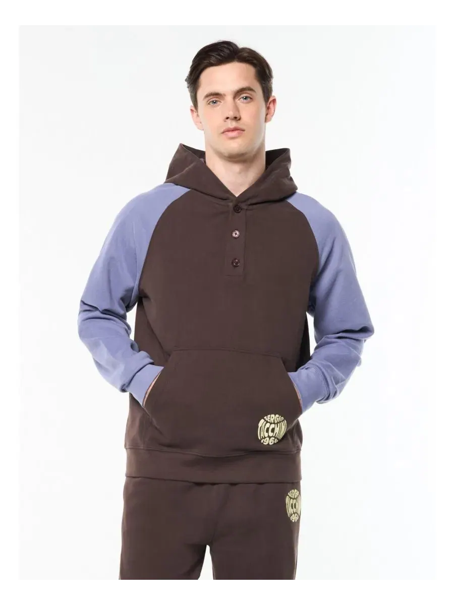 Худи с контрастными рукавами и тремя пуговицами Sergio Tacchini — изображение 1 из 5, мульч