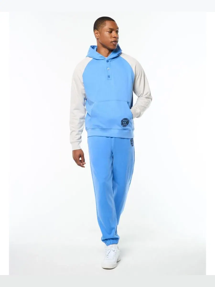 Худи с контрастными рукавами и принтом Sergio Tacchini — изображение 5 из 5, ультрамарин